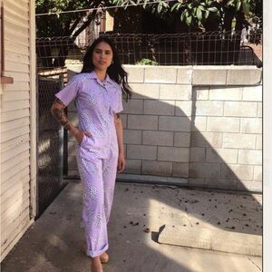 Nooworks purple snake short sleeve snake jumpsuit Sz medium